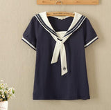 T- Shirt Marinière Femme Style Japonais Espace Marin Bleu M 
