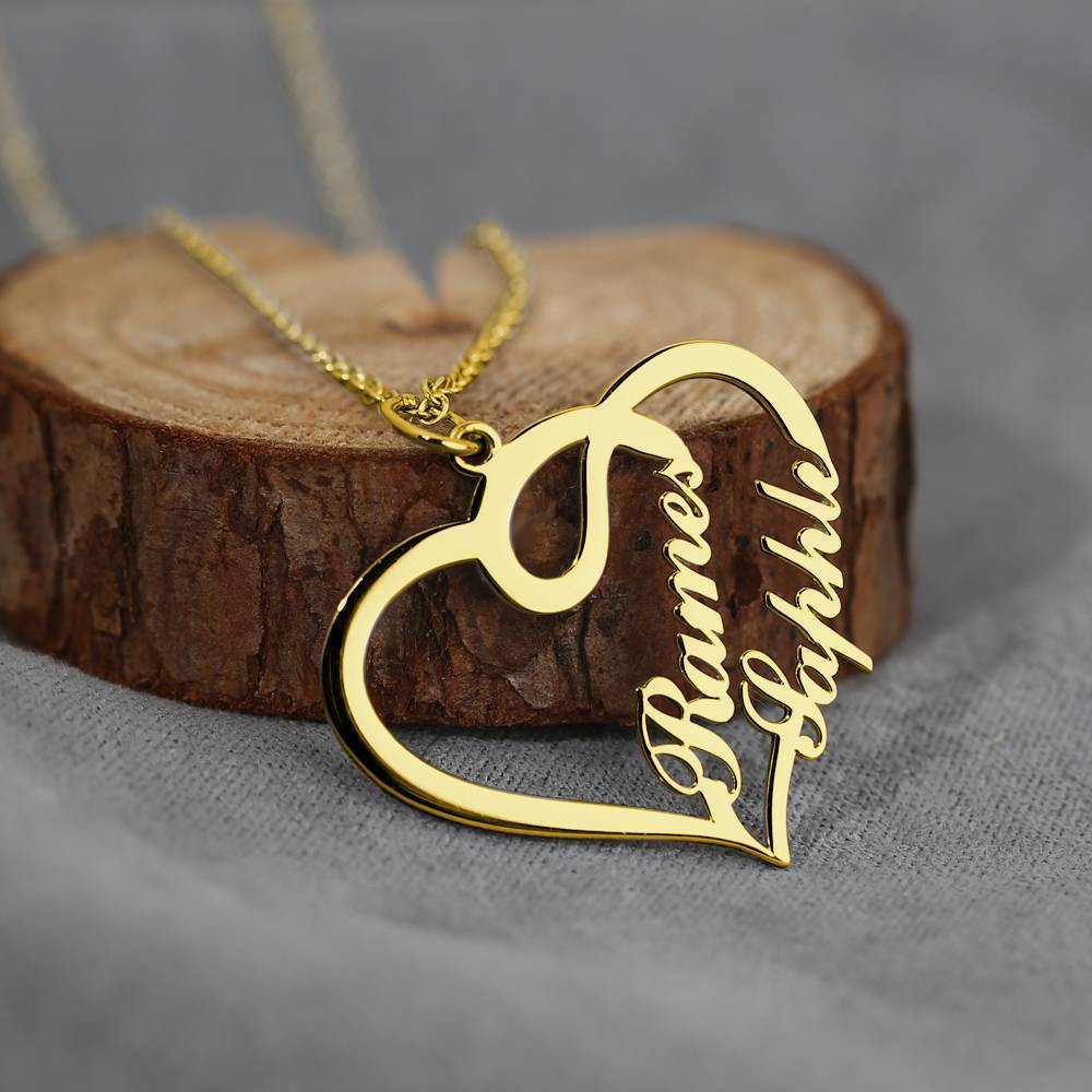Couple Name Heart Necklace | RishiRich Jewels