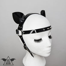Load image into Gallery viewer, Kitty Kat Head Harness in Glossy Black PVC
