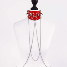 Load image into Gallery viewer, Kept - Poppy Red PVC Collar With Body Chain
