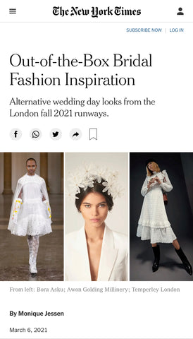 PRESS: Out-of-the-Box Bridal Fashion in the New York Times
