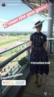 Kim Parker from Red Magazine wears Awon Golding at Royal Ascot