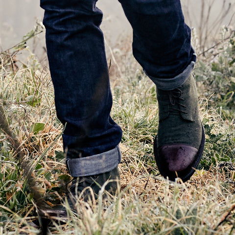 walking through grass in jack boots