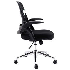 Mesh Fabric Swivel Office Chair Computer Desk Chair with Adjustable Armrests & Chrome Base, Black