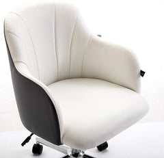 Cherry Tree Furniture White & Dark Grey PU Leather Desk Chair Swivel Office Chair