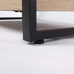 OLYMPIA Coffee Table Glass Top with Steel Frame & Wooden Shelf