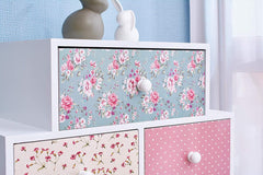 Cherry Tree Furniture CANTERBURY Wooden 6-Drawer Chest Cabinet, Floral & Polka Dot Pattern