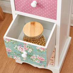 Cherry Tree Furniture CANTERBURY 4-Drawer Shabby Chic Cabinet, Rose & Polka Dot Pattern 4-Drawer Cabinet