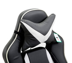 High Back Recliner Gaming Swivel Chair with Footrest & Adjustable Lumbar & Head Cushion, Black & White