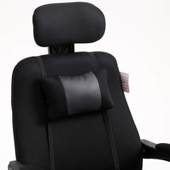 Fabric Recline Office Chair with Footrest and Neck & Lumbar Cushion, Black