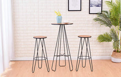 Cherry Tree Furniture Korla 3-Piece Bar Set, Kitchen Bistro Set, Solid Wood Veneer & Hairpin Legs Bar Set