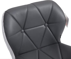 Cherry Tree Furniture Faux Leather Chrome Base Tufted Swivel Office Chair Desk Chair, Grey & White Grey & White