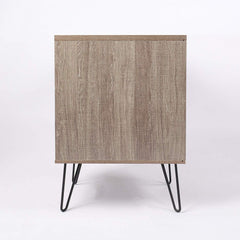 STELLA Wood Computer Desk Writing Desk with Steel Legs & Built-in Cupboard