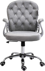 Cherry Tree Furniture Chesterfield Diamante Button Swivel Chair with Chrome Feet Grey Velvet