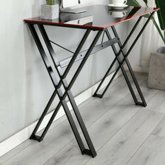 ROSCOE Black Glass Top Office Desk Computer Desk with Steel Frame