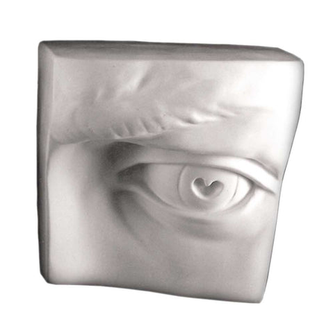 photo of David’s Left Eye plaster cast sculpture in white