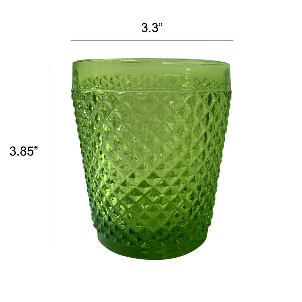 Cameo Collection Vintage Drinking Glass Tumbler 7.5 oz Green set of 4 