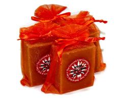 Handmade Spiced Apple Cider Soap in orange organza bag
