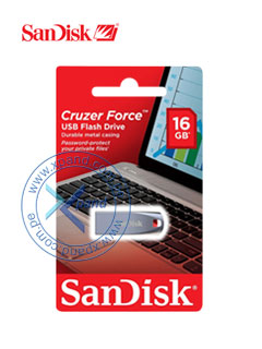 Memoria Flash USB SanDisk Cruzer Force, 16GB, USB 2.0, presentación en colgador.