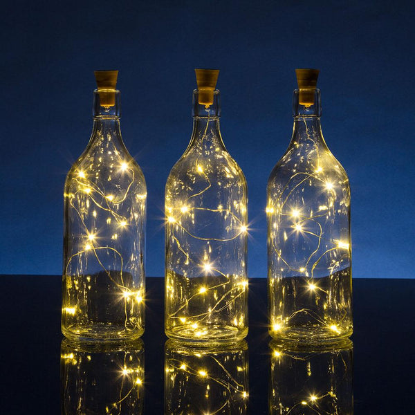 Energy Class A+ KINGTOP Led String Lights 6 Pack Fairy Micro Lights 2M 20 LEDs Battery Powered Silver Wire Waterproof Lights for Holiday Party Wedding Centerpiece Bottle Decoration