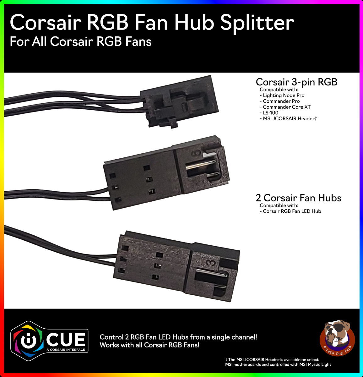 Snuble konstruktion symaskine Corsair RGB Fan LED Hub Splitter Cable (Corsair Style) – PirateDog Tech