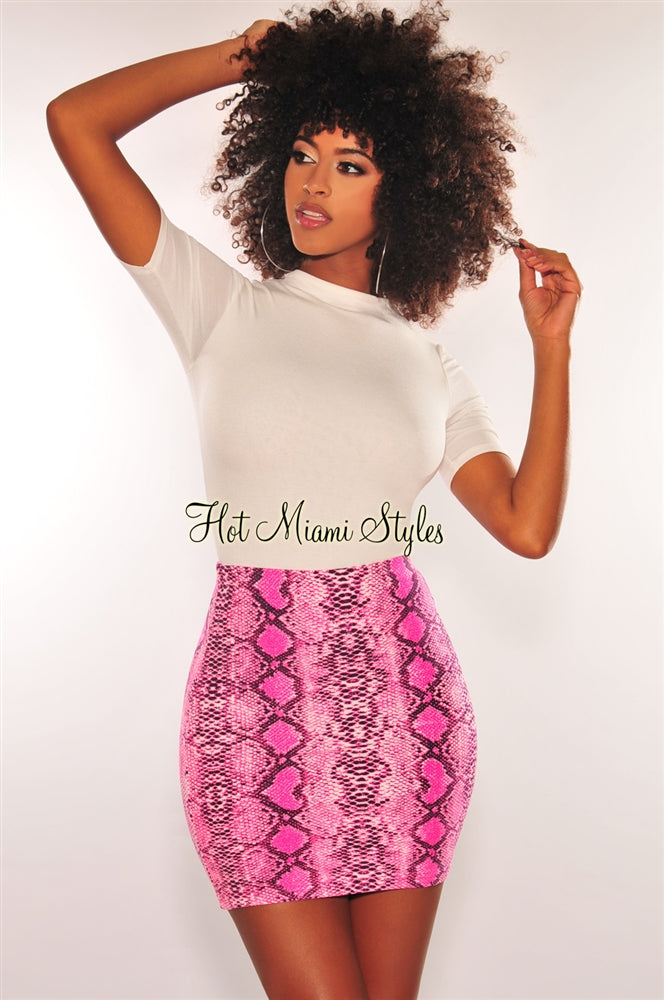 snakeskin skirt pink