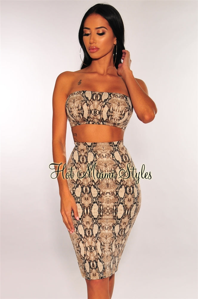 2 piece snake print skirt set