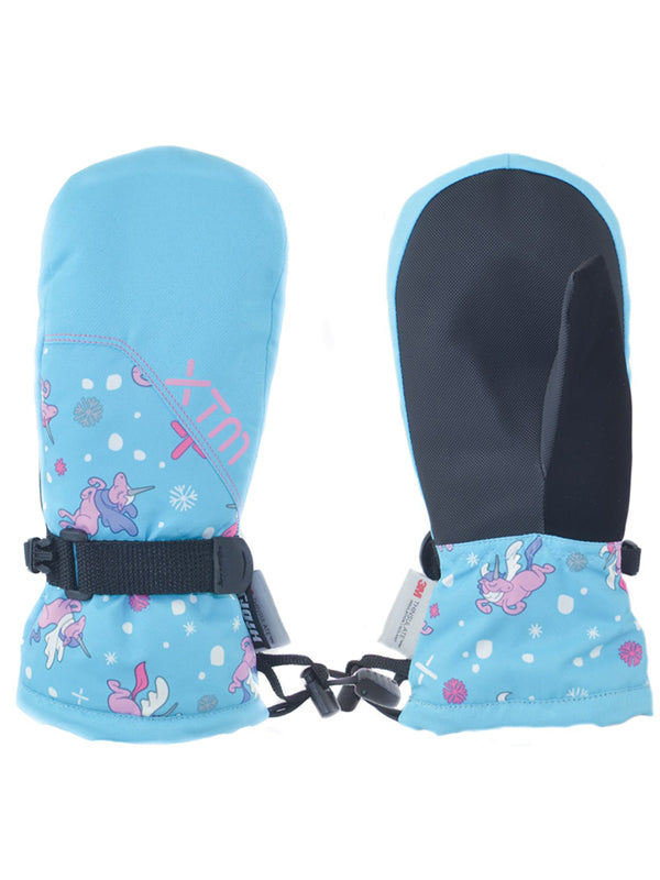 L-Bow Kids Snowflake Cold Weather Waterproof Elbow Length Mittens 