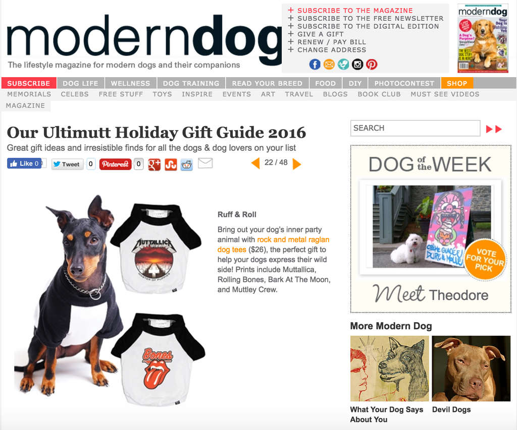 Modern dog magazine Pethaus raglan dog tee