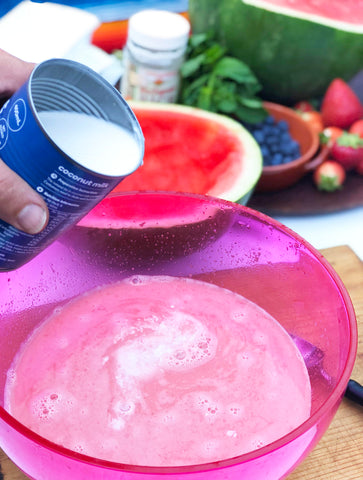 Frozen dog treats watermelon and coconut milk 