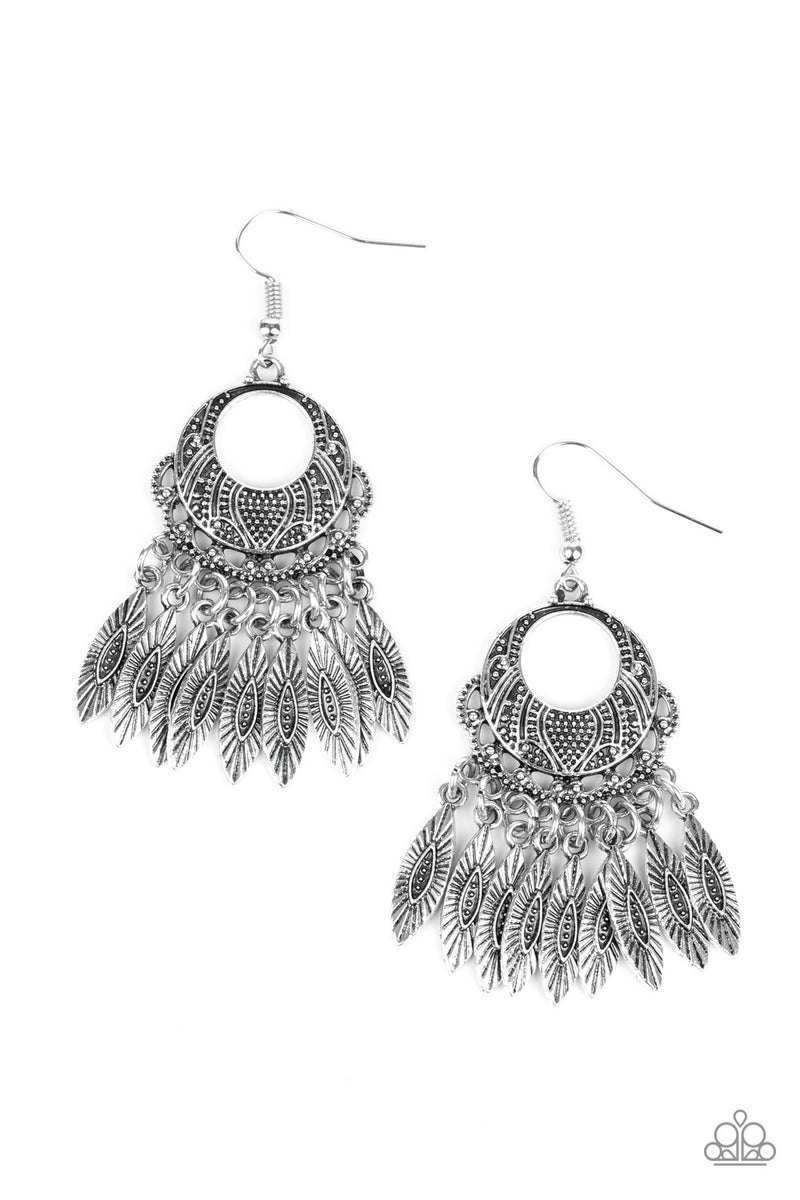 Country Chimes - Paparazzi - Silver Frame Tribal Pattern Earrings – Sugar Bee Bling - Paparazzi ...