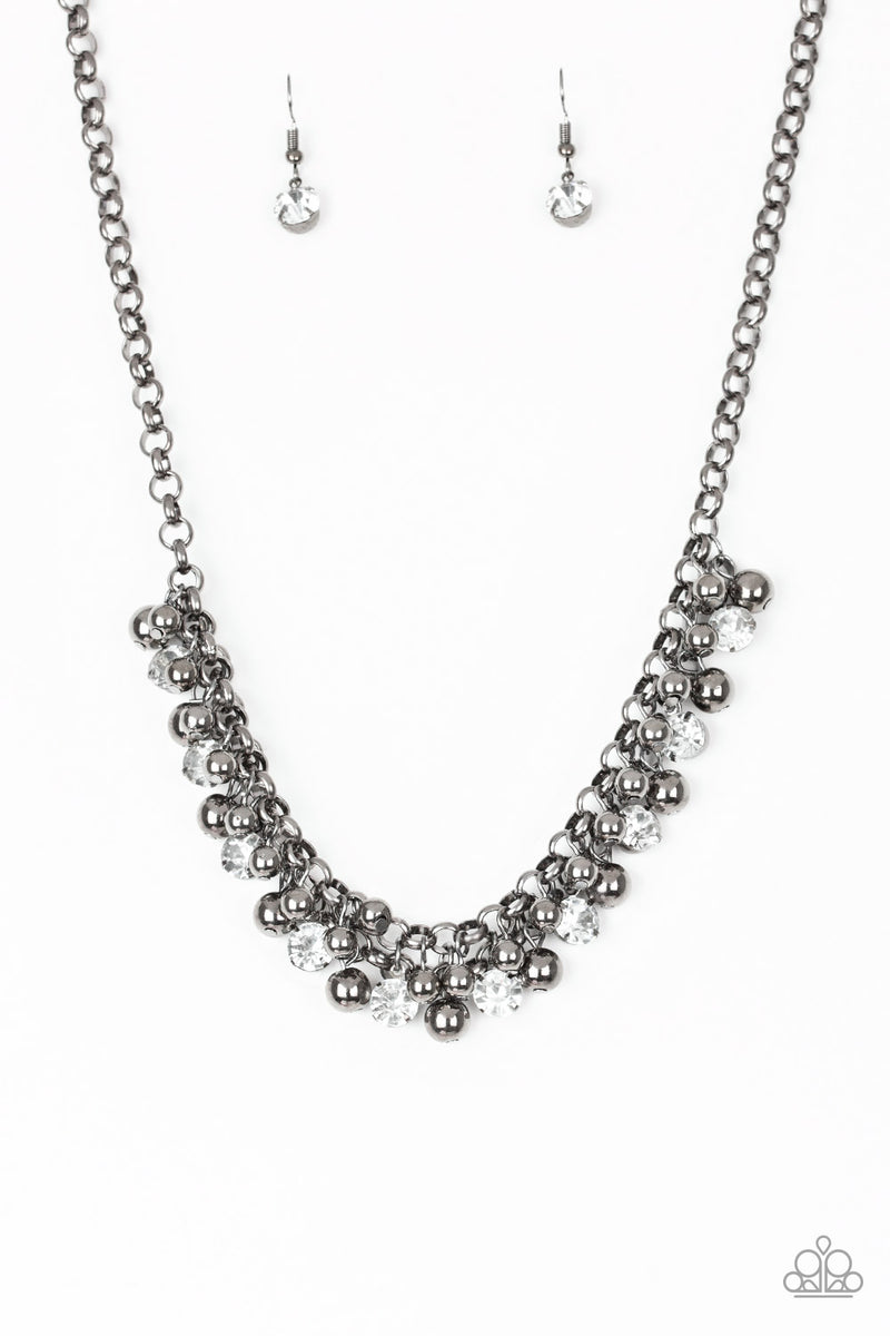 paparazzi gunmetal rhinestone bead winner street necklace accessories jewelry bling