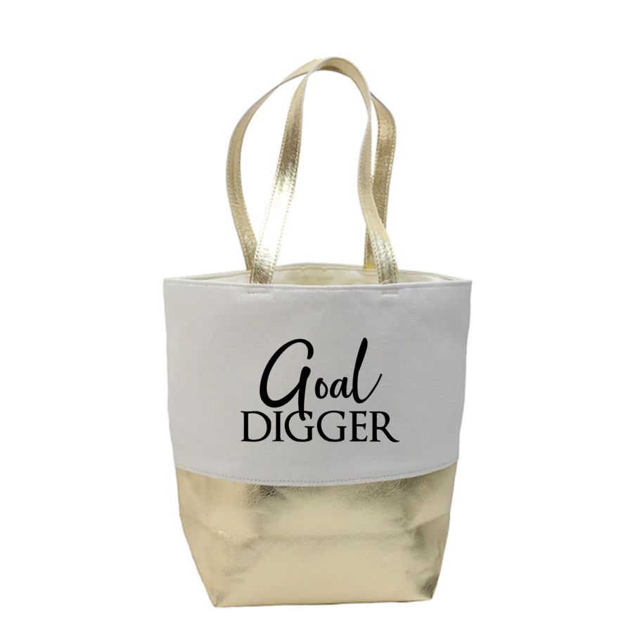 Goal Digger Cotton Canvas Tote Bag in Lime One Size
