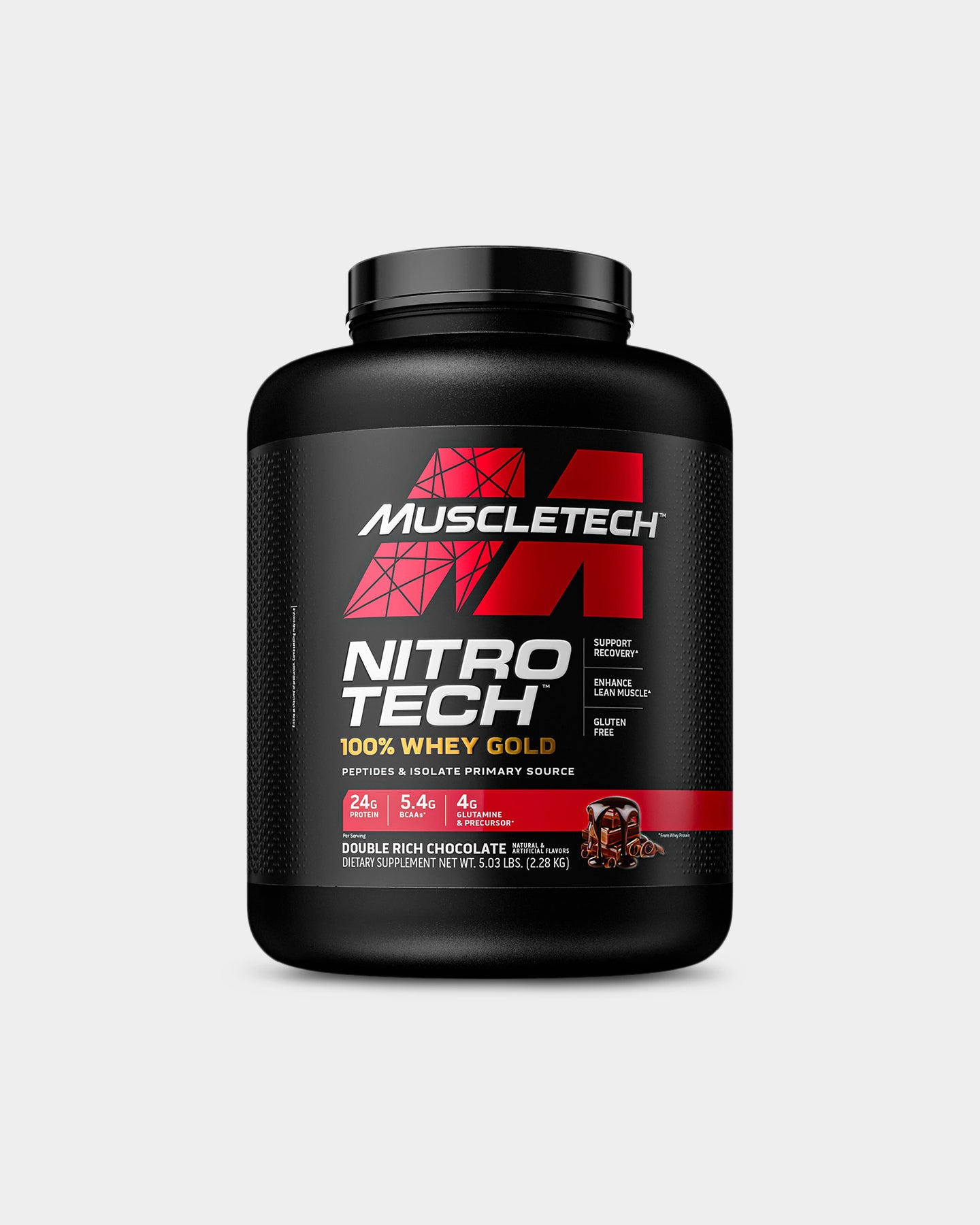 31 Servings DOUBLE RICH CHOCOLATE Muscletech Nitro Tech WHEY GOLD Protein 2 lb 