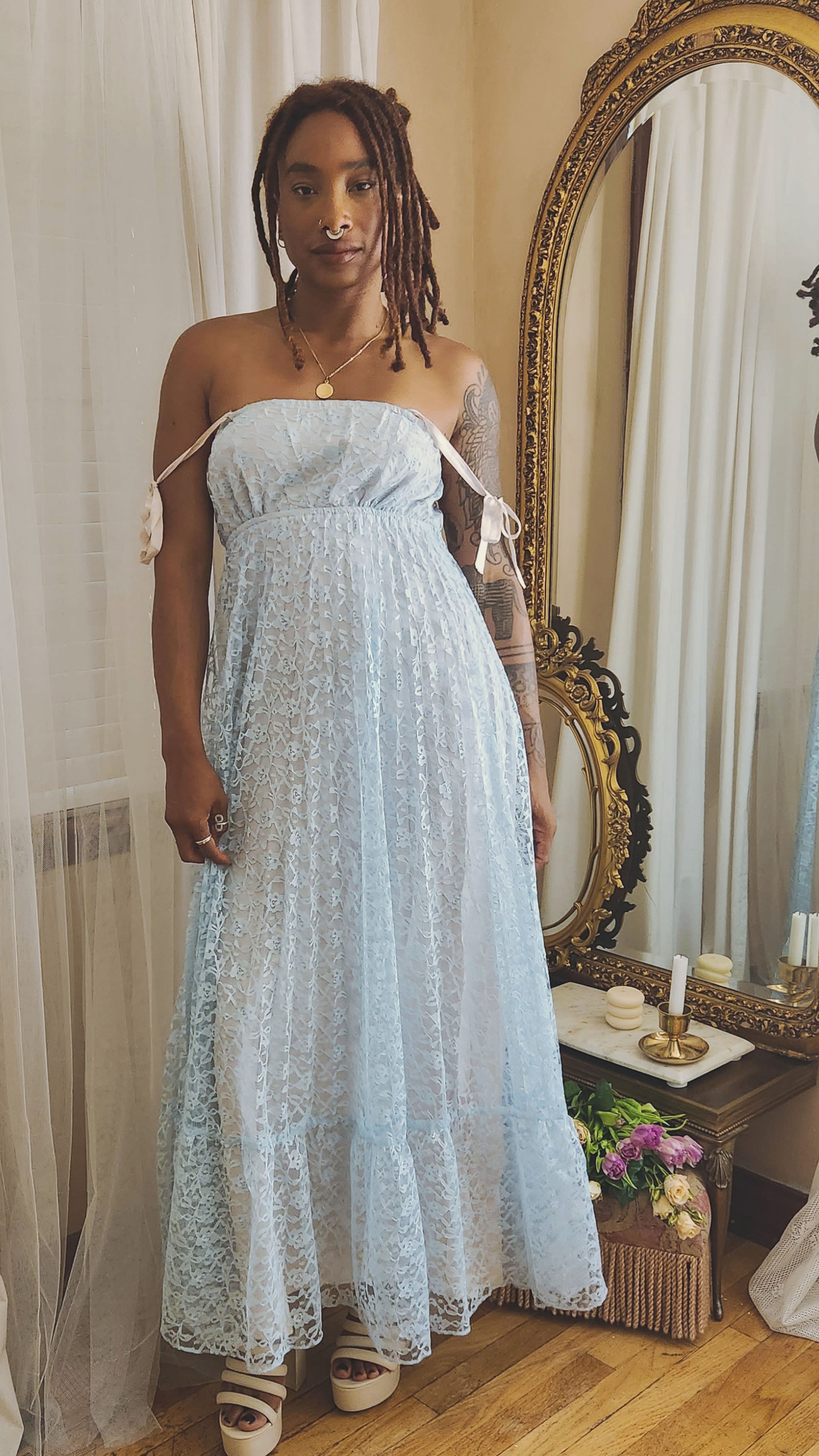 Vintage Baby Blue Lacey Maxi