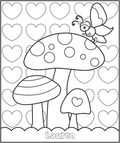 Valentine's Butterfly Garden Coloring Page