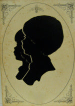 The original hand-cut paper silhouette portrait of sisters Joyce and Sharon, at age nine & six.