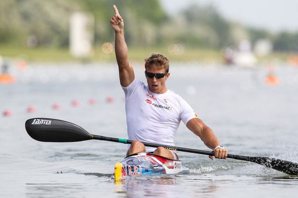 Rene Poulsen of Denmark racing a Nelo K1 Mosquito