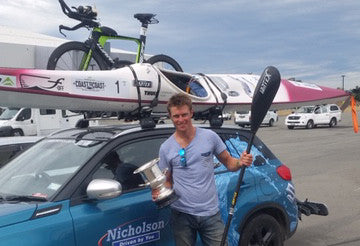Sam Clark won the NZ 2017 Coast to Coast using a Jantex Paddle