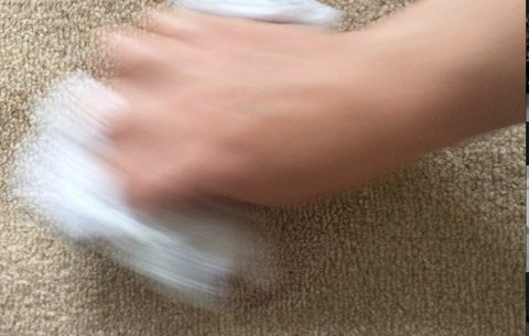 Rubbing Cloth on Stain Remover to get rid of red wine stain on carpet
