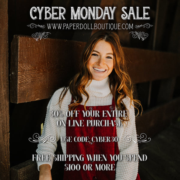Paperdoll Boutique Cyber Monday Sale: 30% Off Your Online Purchase! Use Code CYBER30