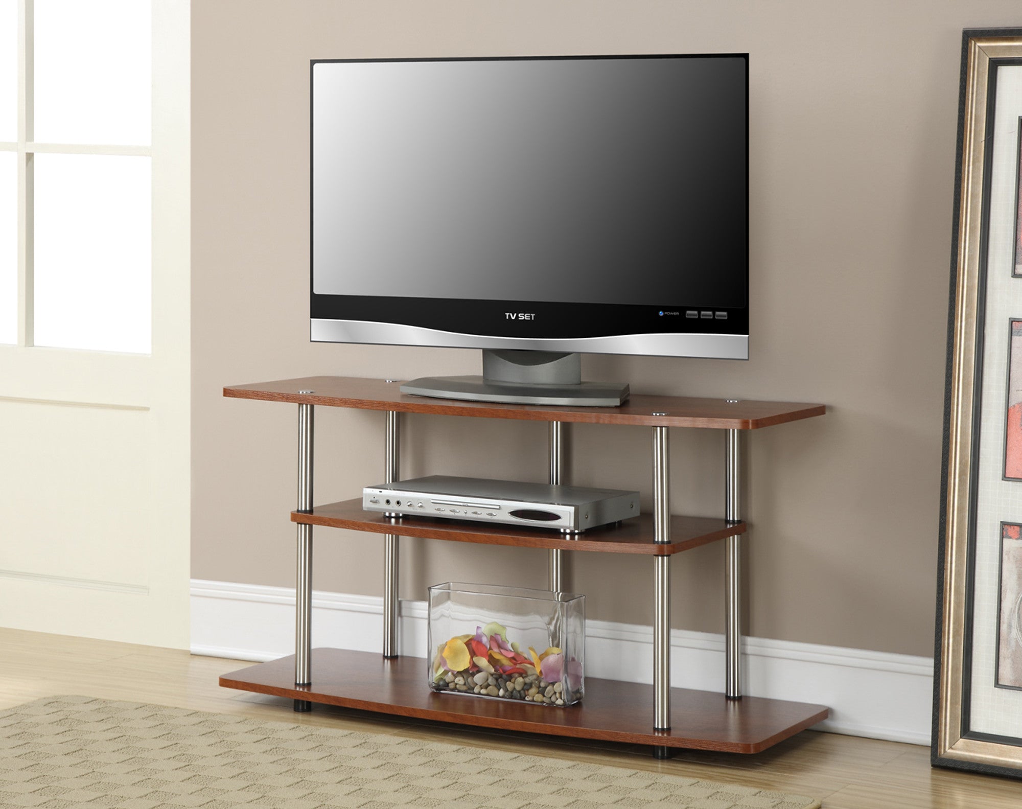  &gt; Products &gt; 42" Modern Cherry Flat Screen TV Stand with Three Tiers
