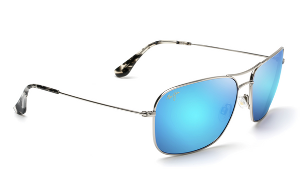 Maui Jim Breezeway 773 Silver with Blue Lenses - Flight Sunglasses
