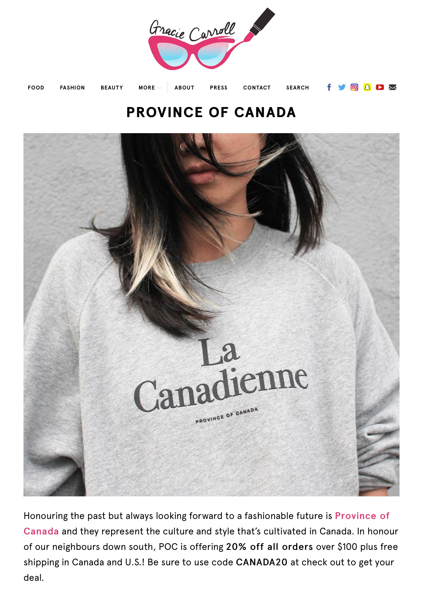 Province of Canada - Gracie Carroll Feature