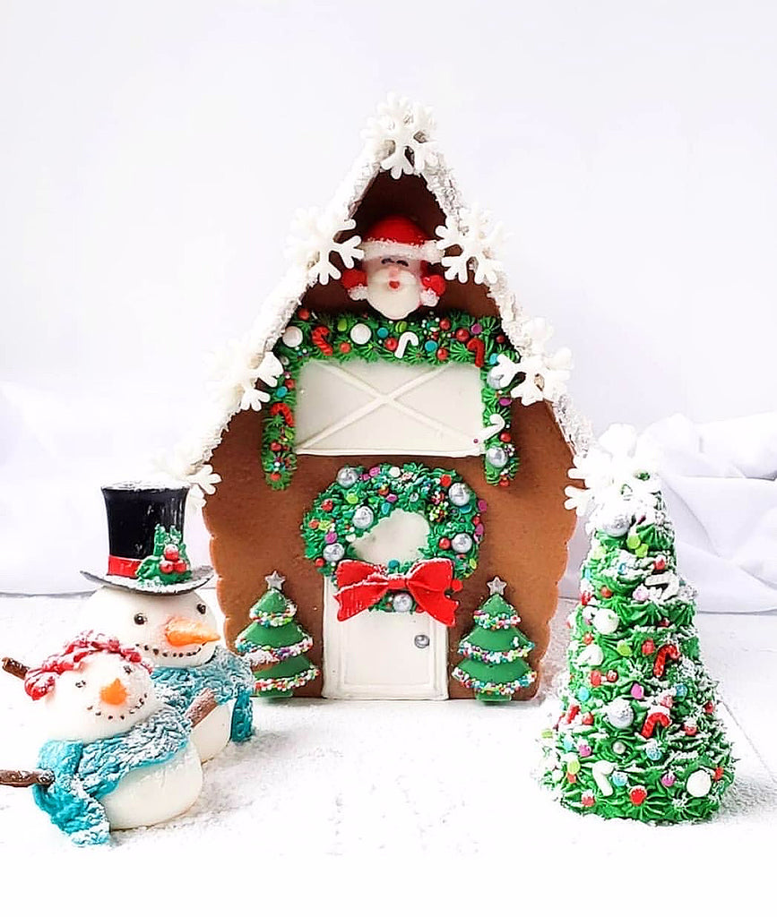Gingerbread House Decorating Ideas using Ginger Snap Reusable Gingerbread House Kit | www.bakerspartyshop.com