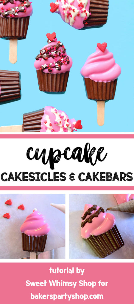 Cupcake Cakesicles & Cakebars Tutorial | Sweet Whimsy Shop for bakerspartyshop.com