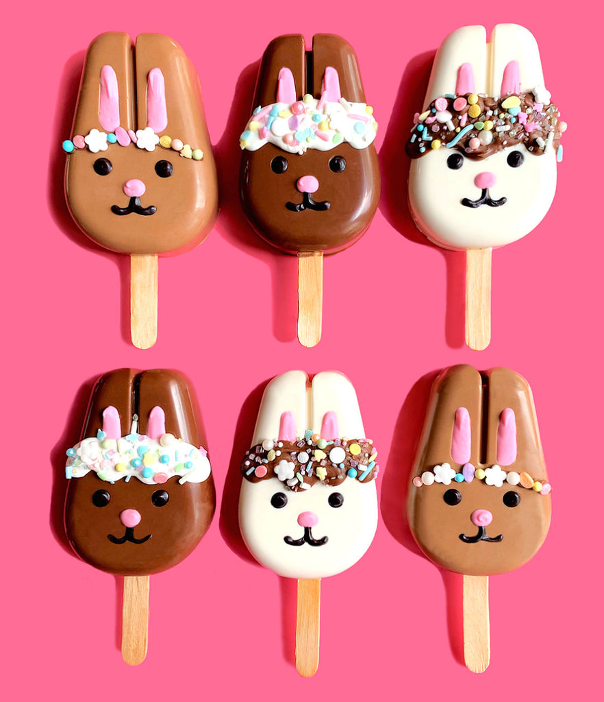 How to Make Bunnysicles: Bunny Cakesicle Tutorial by Sweet Whimsy Shop for www.bakerspartyshop.com