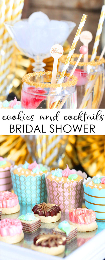 Cookies and Cocktails Bridal Shower | www.bakerspartyshop.com
