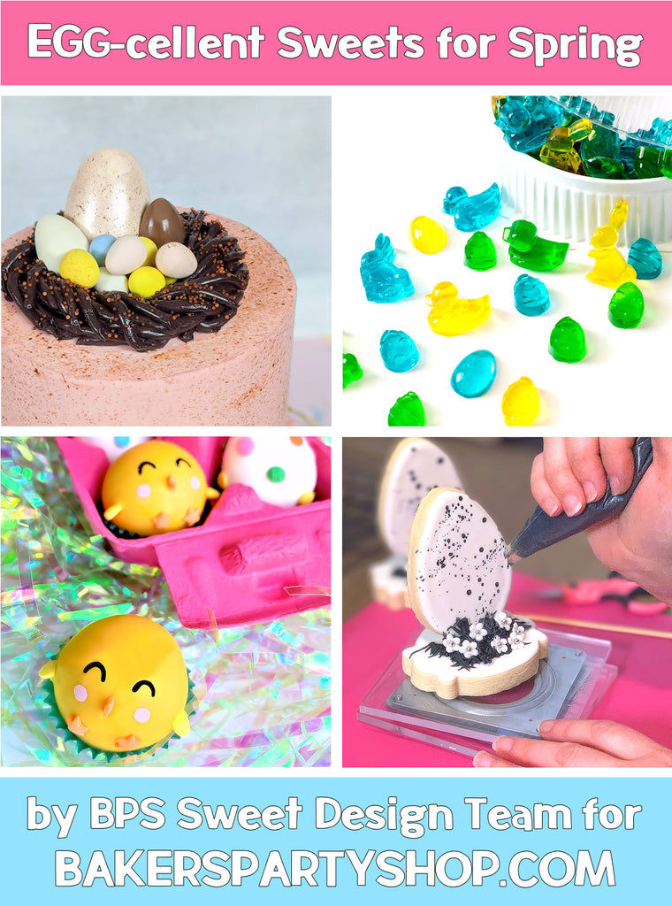 Egg-cellent Sweets for Spring: Egg Cookies, Gummies, Cake + Cake Balls | www.bakerspartyshop.com