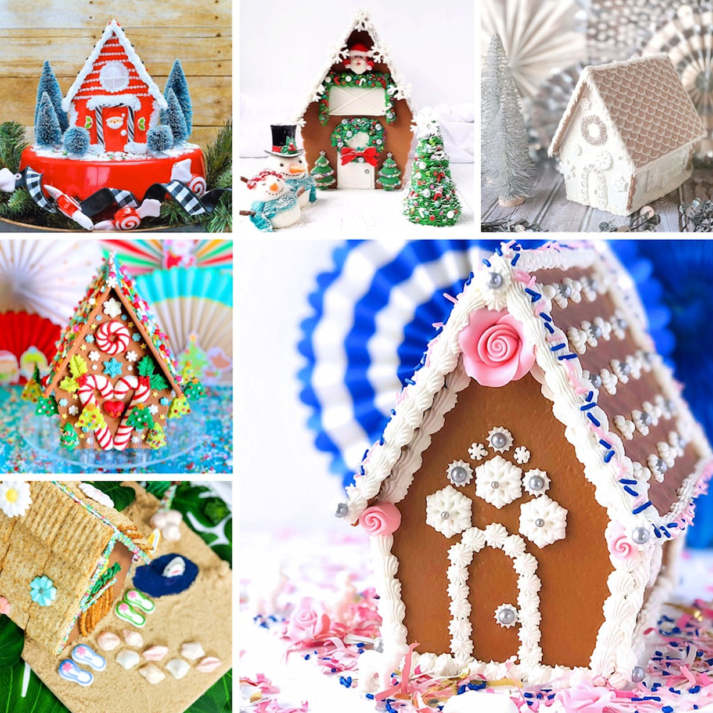 Gingerbread House Decorating Ideas using Ginger Snap Reusable Gingerbread House Kit | www.bakerspartyshop.com